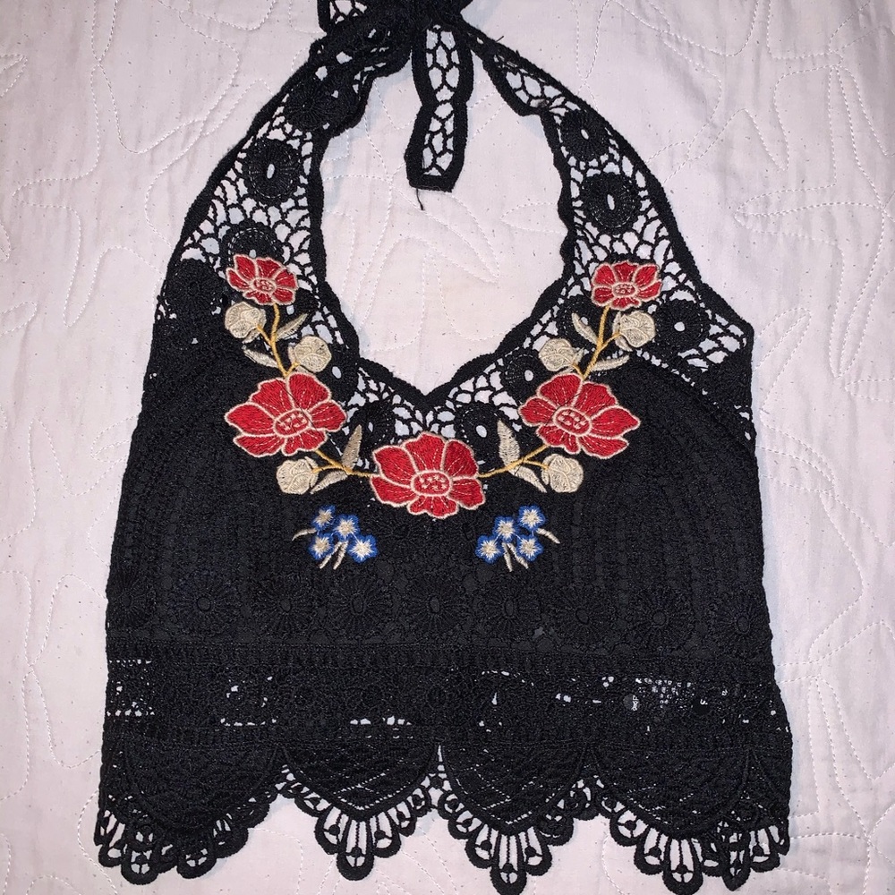 Black Lace Crop Top